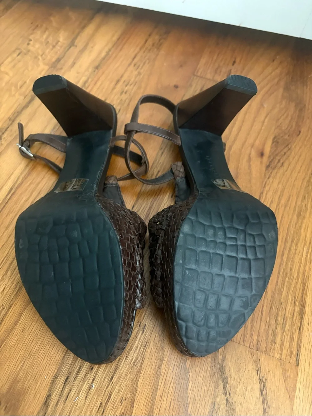 Rockport Leather Adiprene by Adidas Cushion Woven Brown Open Toe Heels 9.5